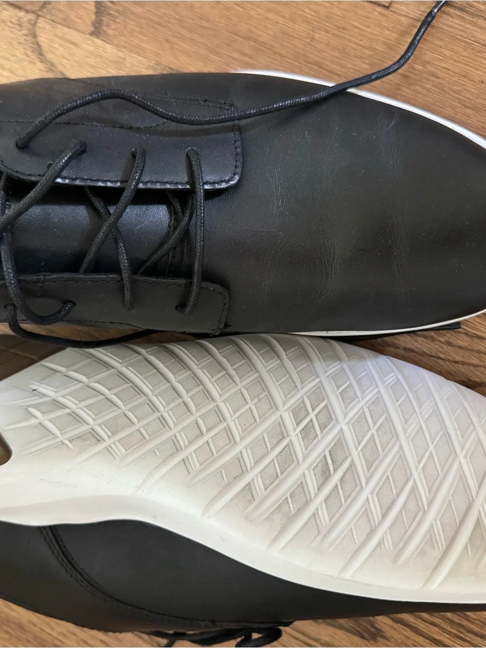 Cole Haan Black Leather Lace-Up Oxfords with White Soles